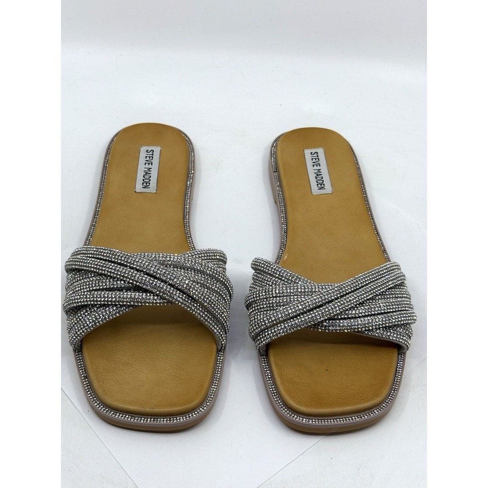 Steve Madden Womens Vanilly Sandal Sz 8.5  Crystal‎ Slip On Slide